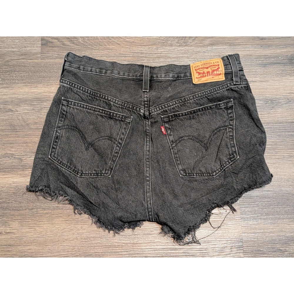 Levis‎ 501 Original Black Denim Cut Off Shorts High Rise Button Fly W29 - Picture 6 of 7